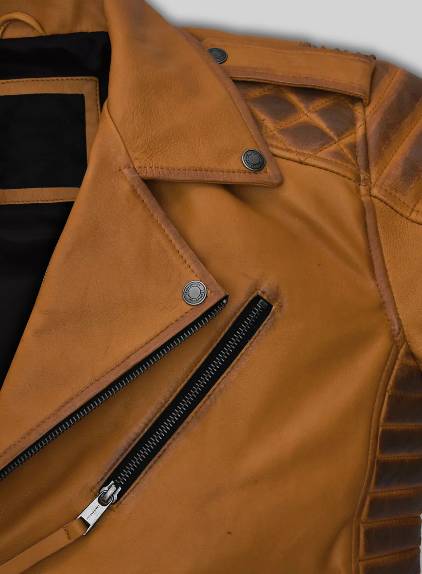 Outlaw Burnt Mustard Leather Jacket - Image 5