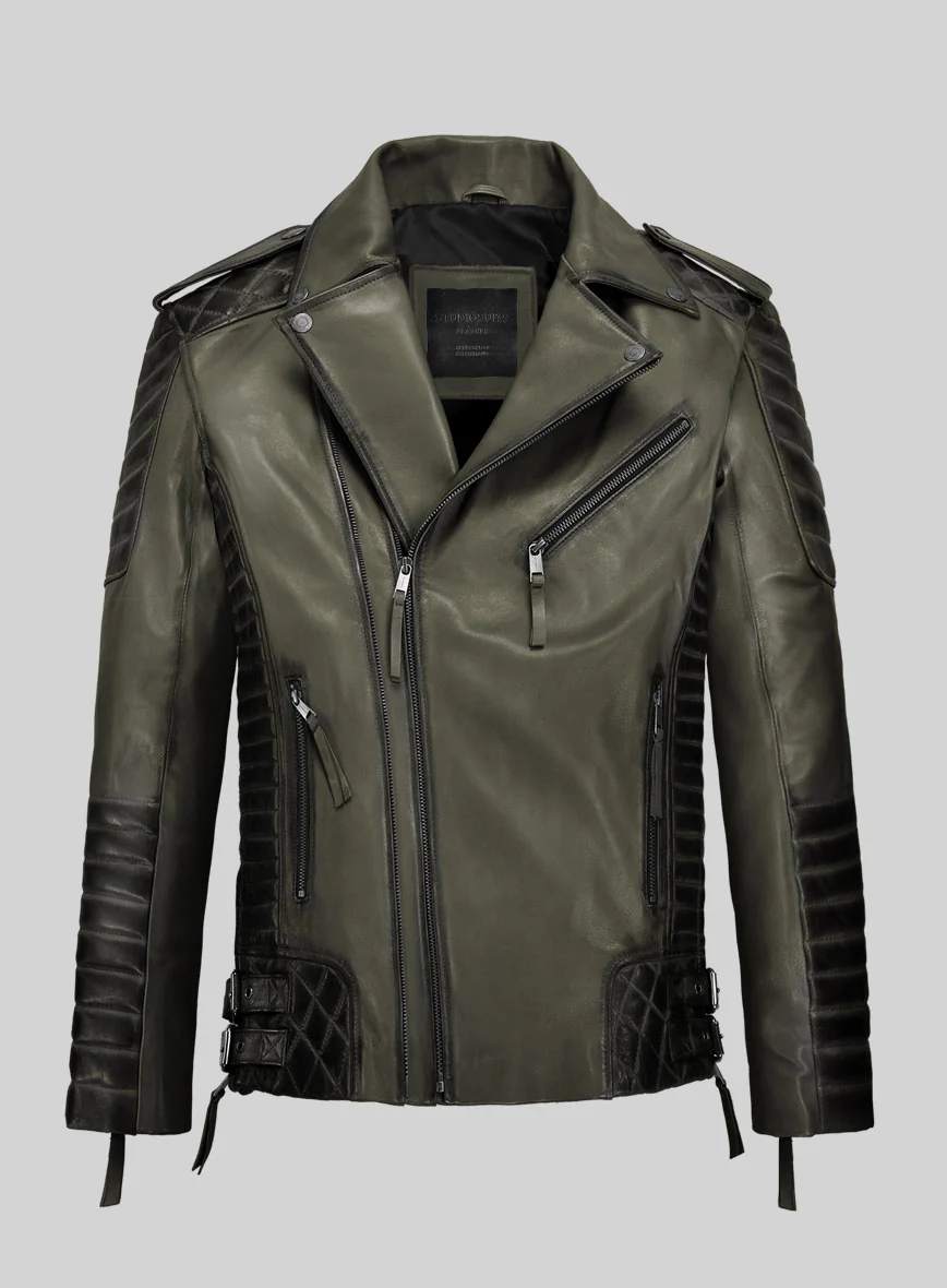 Outlaw Burnt Olive Leather Jacket - Image 4