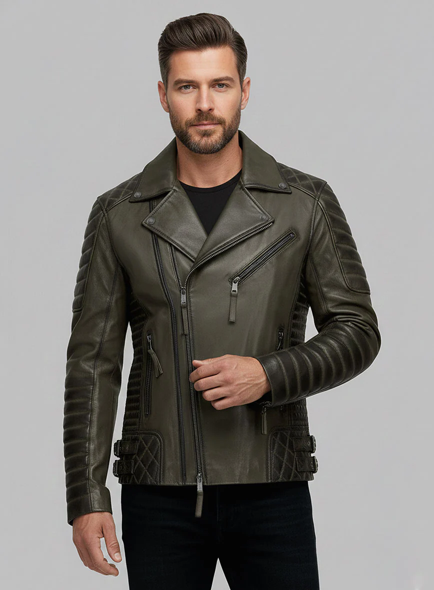 Outlaw Burnt Olive Leather Jacket - Image 5