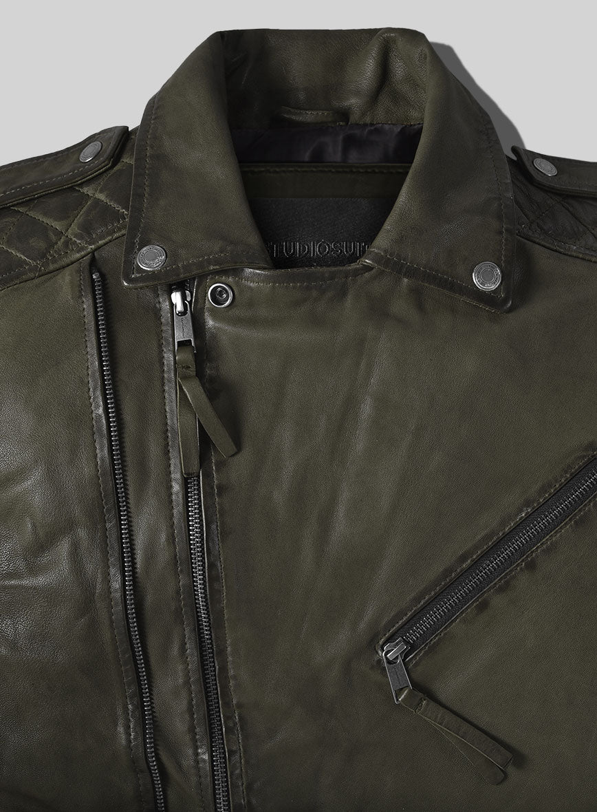 Outlaw Burnt Olive Leather Jacket - Image 6