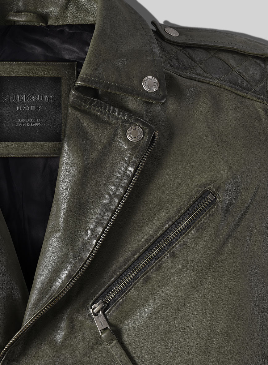 Outlaw Burnt Olive Leather Jacket - Image 7