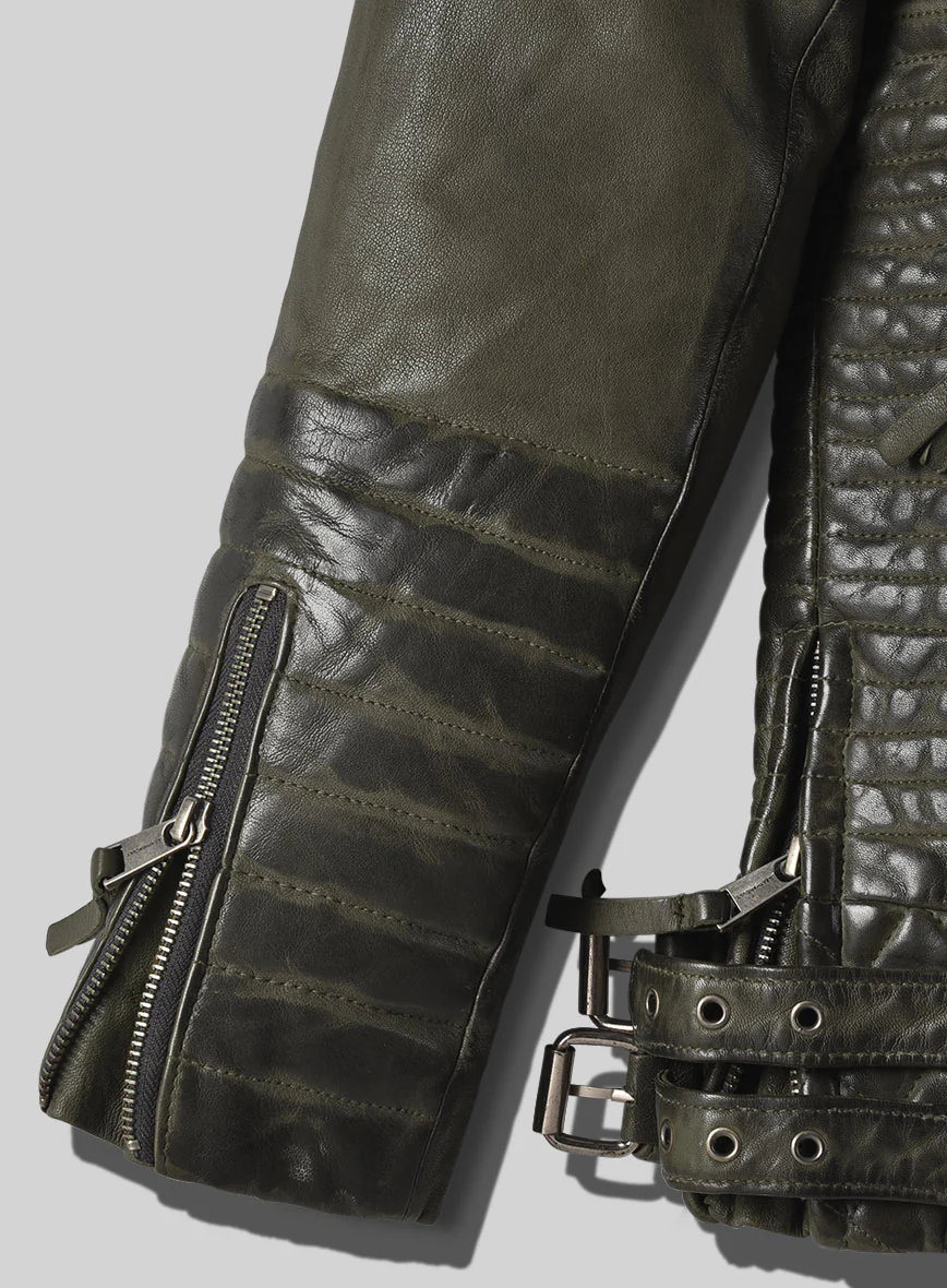 Outlaw Burnt Olive Leather Jacket - Image 8