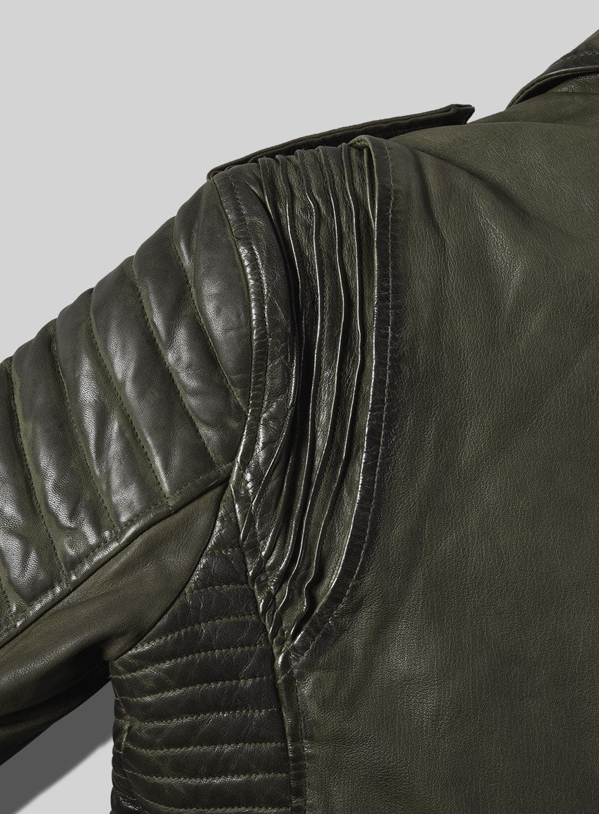Outlaw Burnt Olive Leather Jacket - Image 9