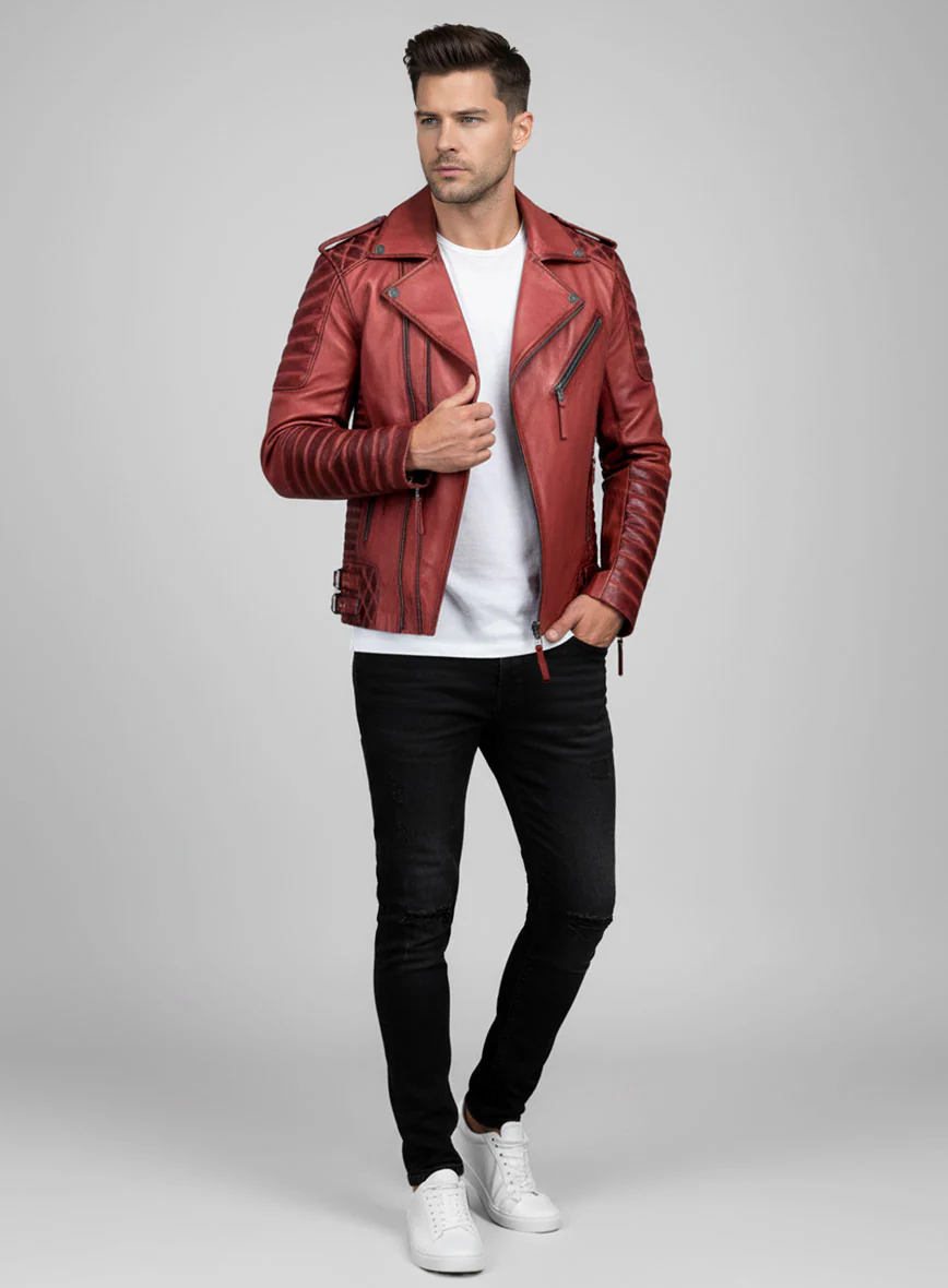 Outlaw Burnt Red Leather Jacket - Image 2