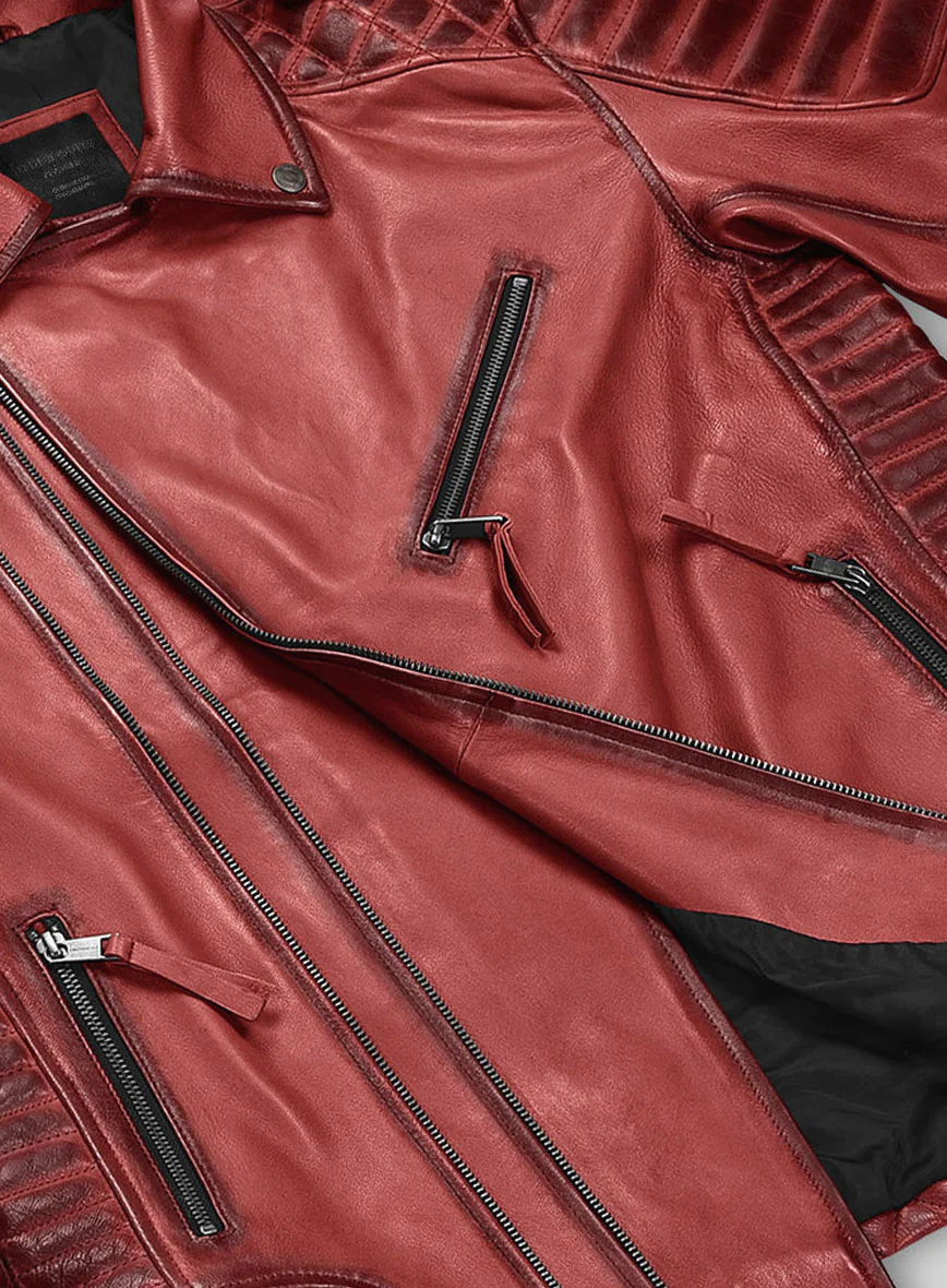 Outlaw Burnt Red Leather Jacket - Image 6