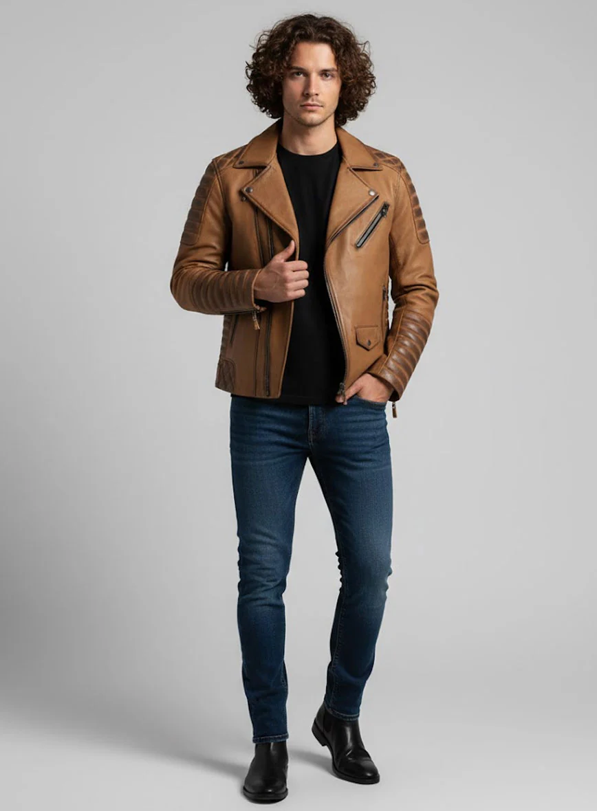 Outlaw Burnt Tan Leather Jacket - Image 2