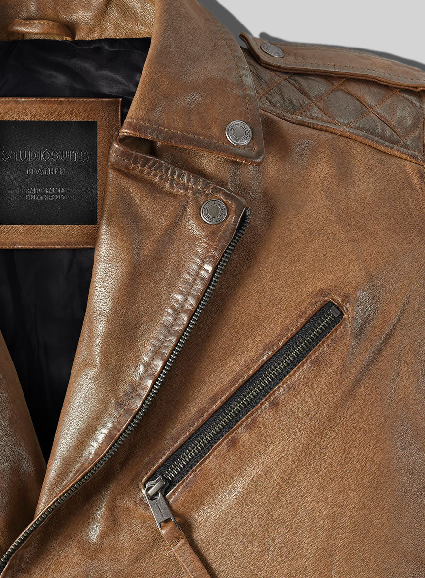 Outlaw Burnt Tan Leather Jacket - Image 6