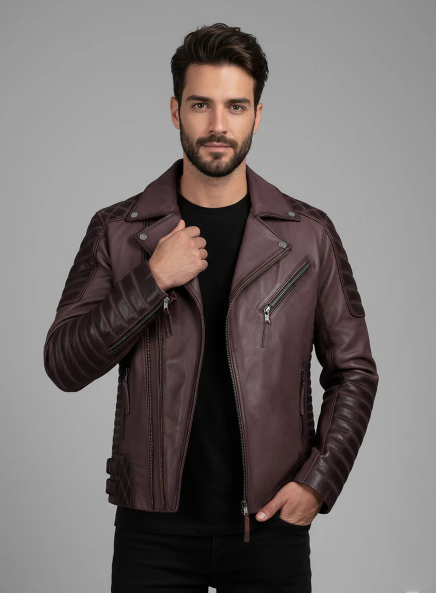 Outlaw Burnt Wine Leather Jacket - Image 4