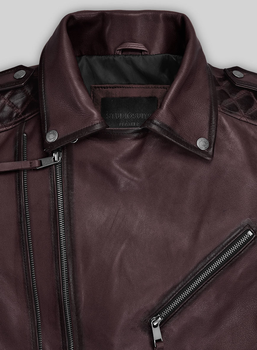 Outlaw Burnt Wine Leather Jacket - Image 5