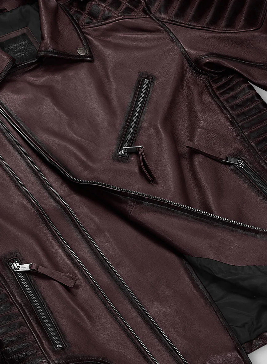 Outlaw Burnt Wine Leather Jacket - Image 6