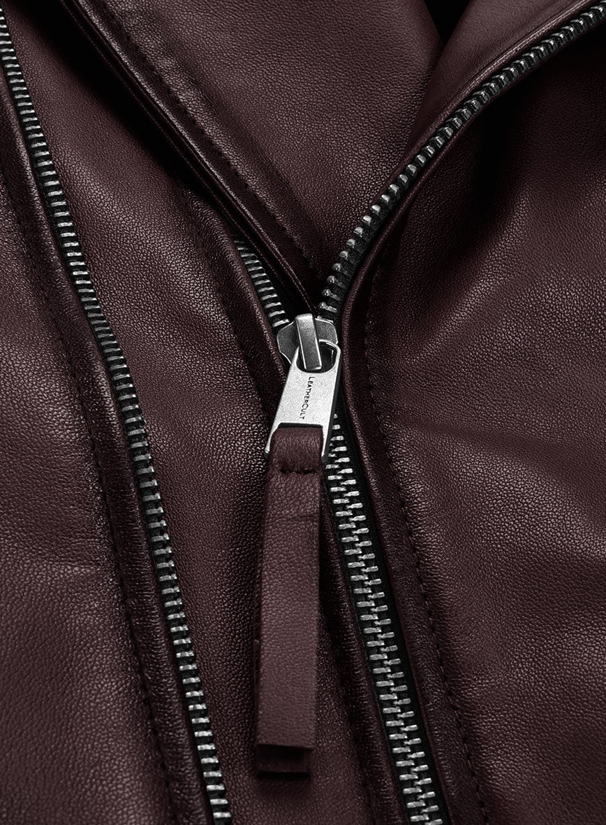 Outlaw Burnt Wine Leather Jacket - Image 7