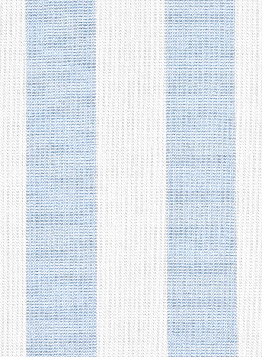 Oxford Blue Wide Stripe Cotton Shirt - Image 4