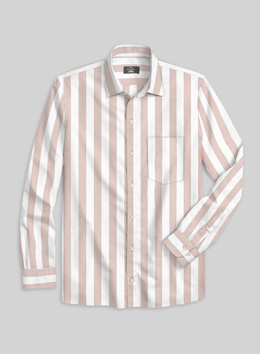 Oxford Old Rose Wide Stripe Cotton Shirt - Image 2