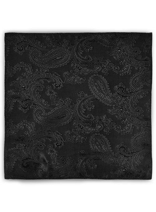 Paisley Pocket Square - Black - Image 3
