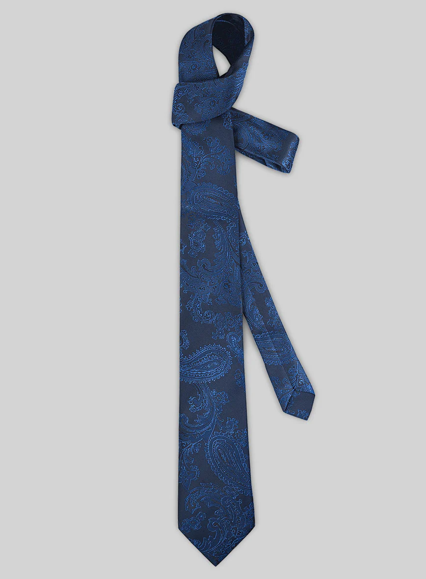 Paisley Blue Satin Tie - Image 2