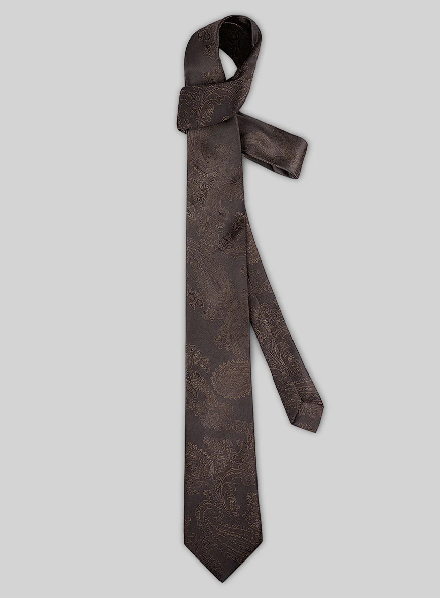 Paisley Brown Satin Tie - Image 2