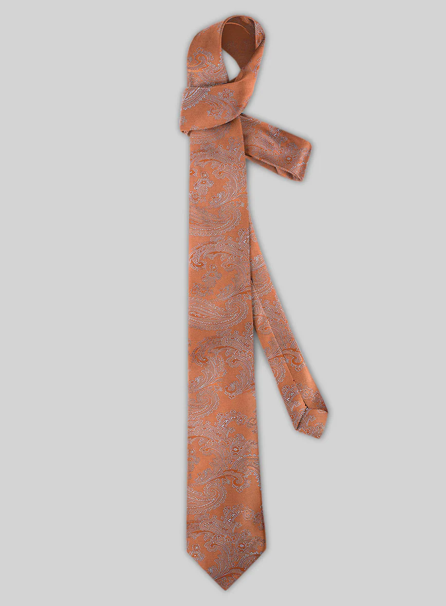 Paisley Copper Satin Tie - Image 2