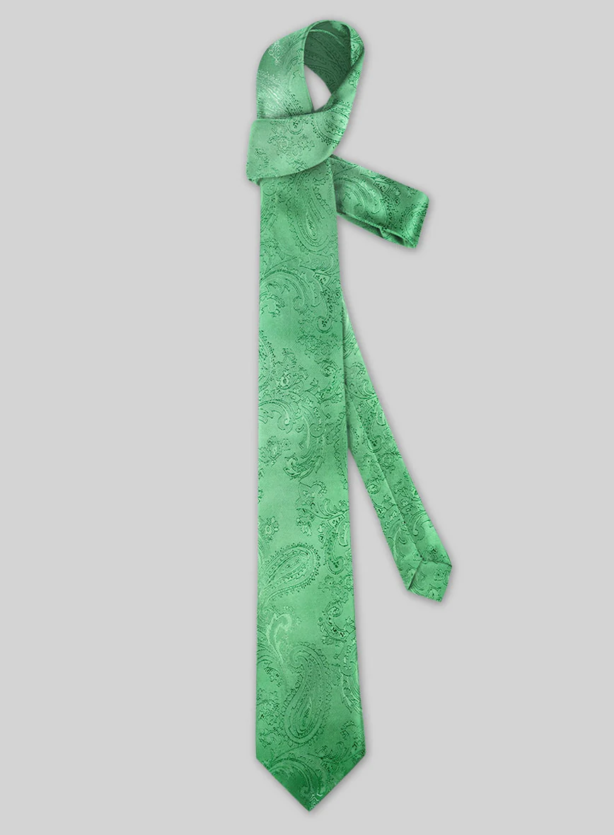 Paisley Cuban Green Satin Tie - Image 2