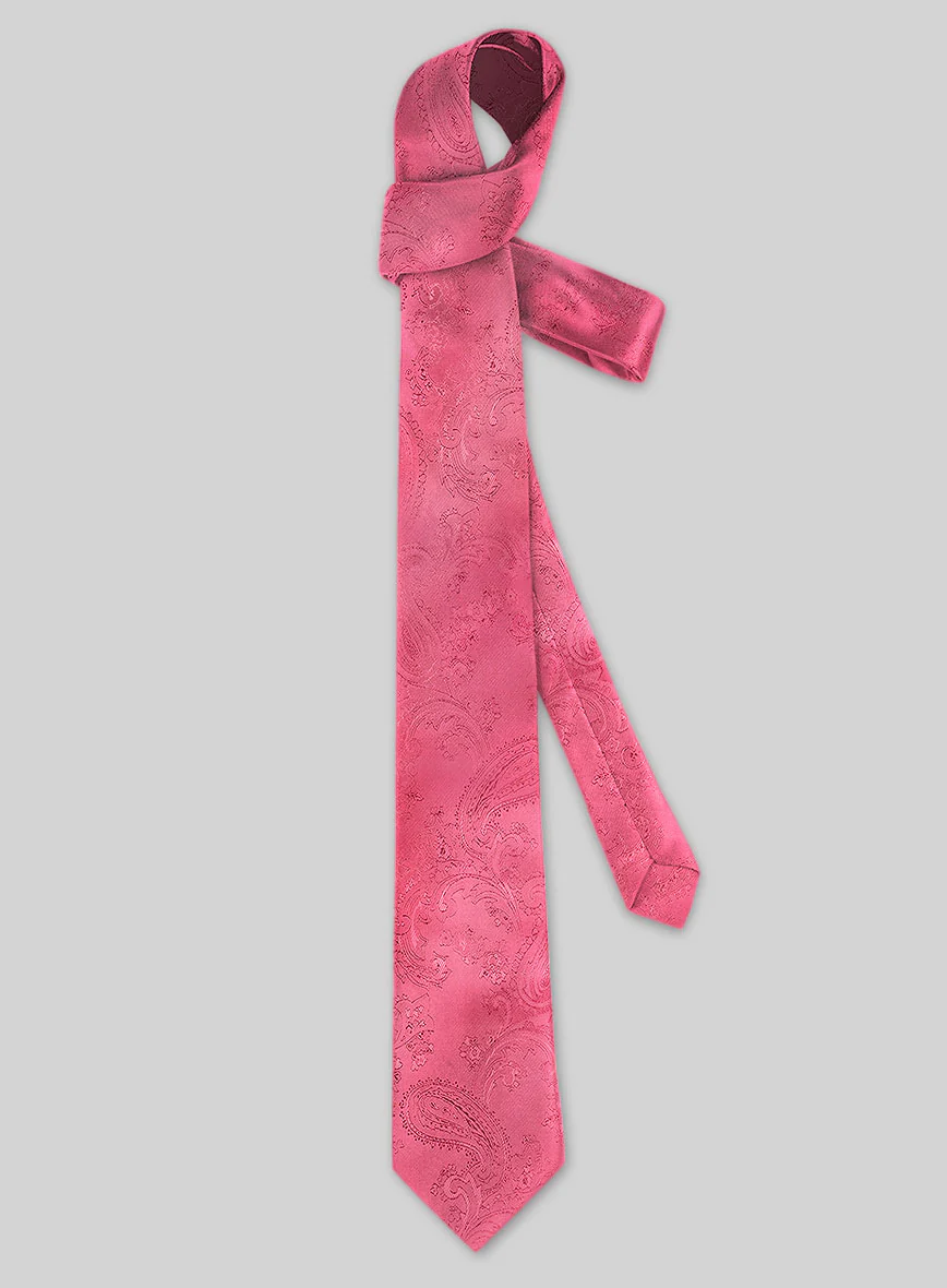 Paisley French Pink Satin Tie - Image 2
