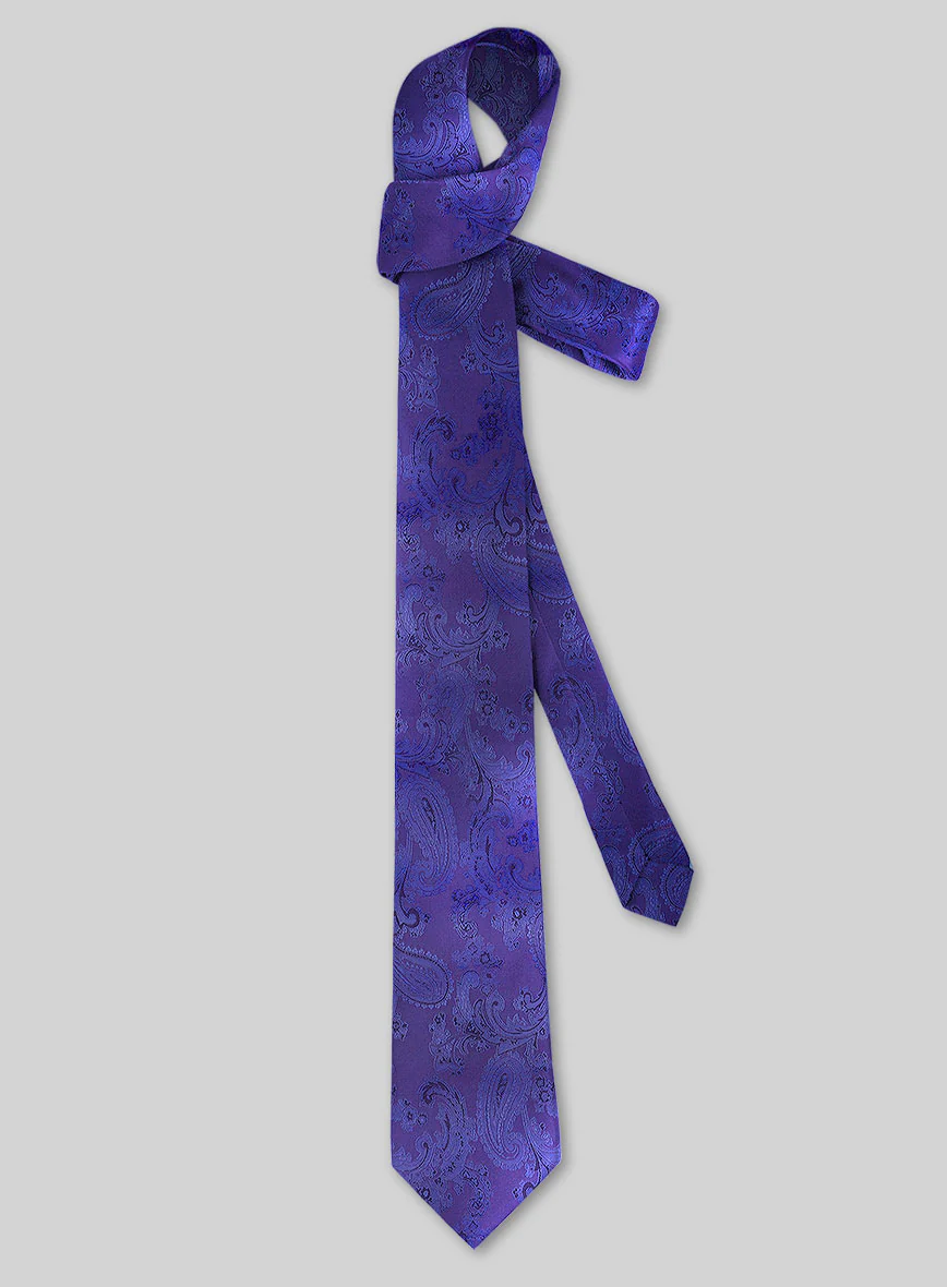 Paisley Ink Blue Satin Tie - Image 2