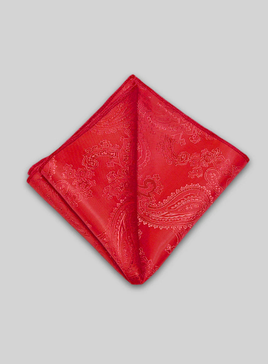 Paisley Pocket Square - Crimson Red - Image 2