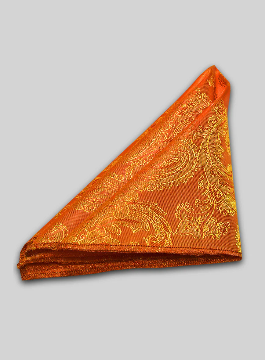 Paisley Pocket Square - Cuban Orange - Image 2