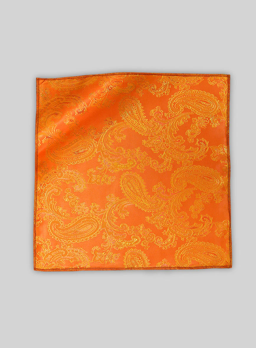 Paisley Pocket Square - Cuban Orange - Image 3