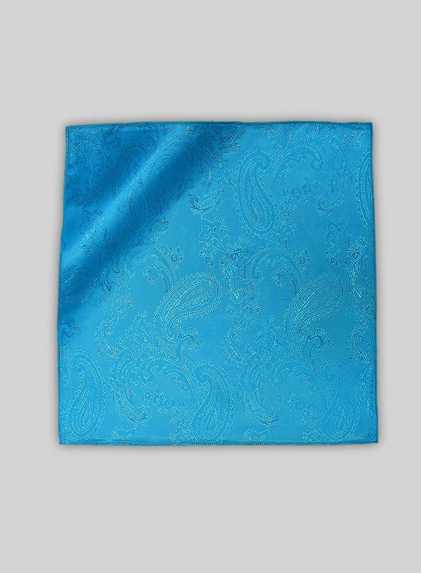 Paisley Pocket Square - Cyan Blue - Image 3