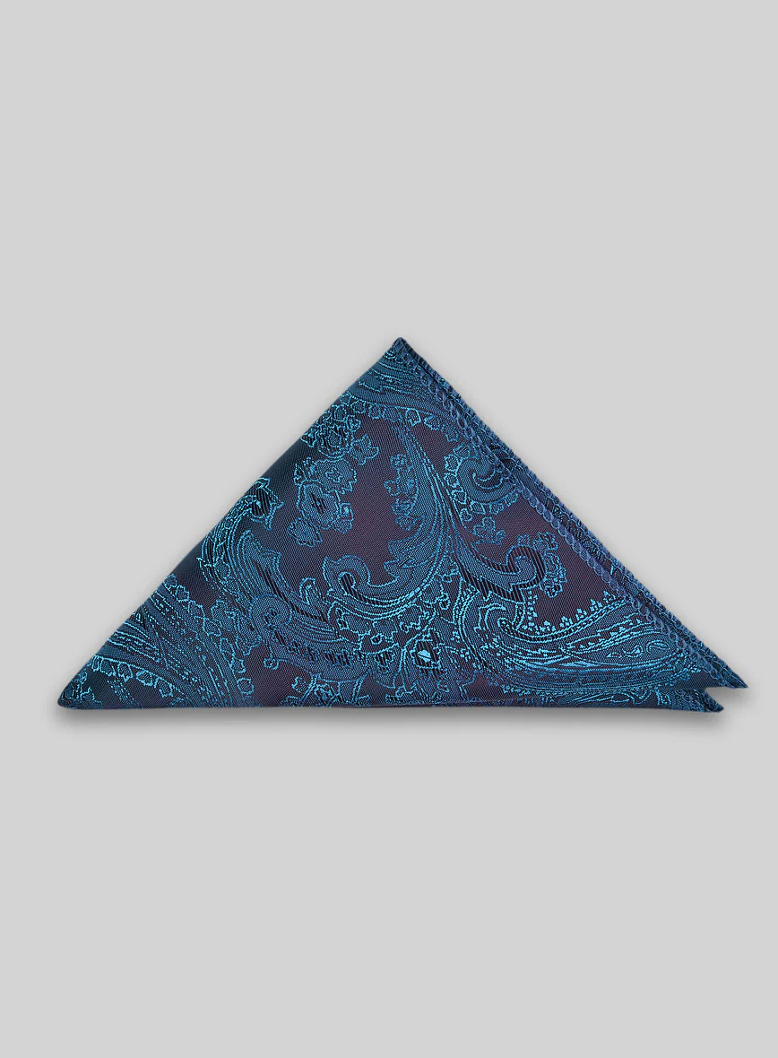 Paisley Pocket Square - Royal Cyan - Image 2