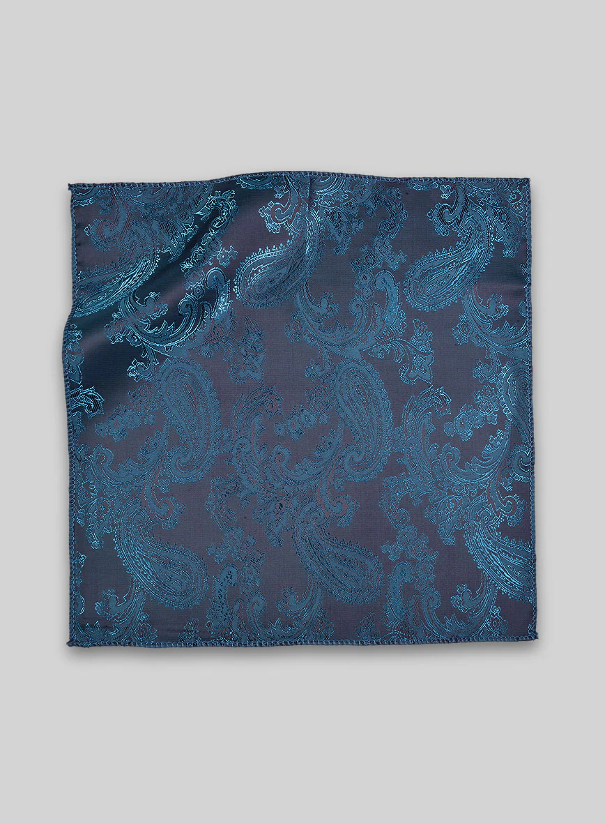 Paisley Pocket Square - Royal Cyan - Image 3