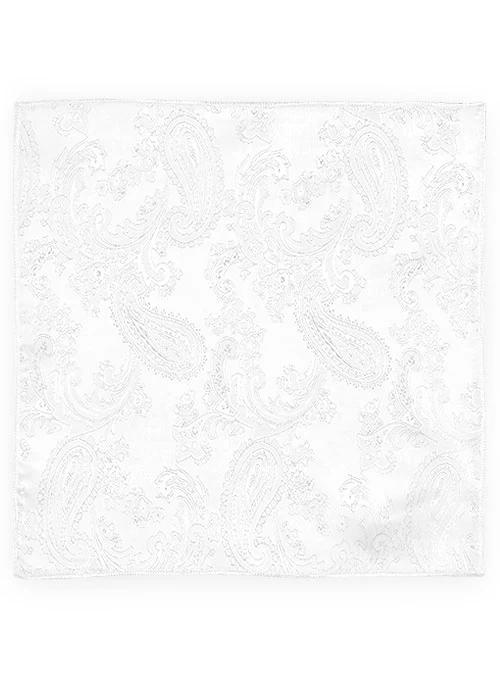 Paisley Pocket Square - White - Image 3