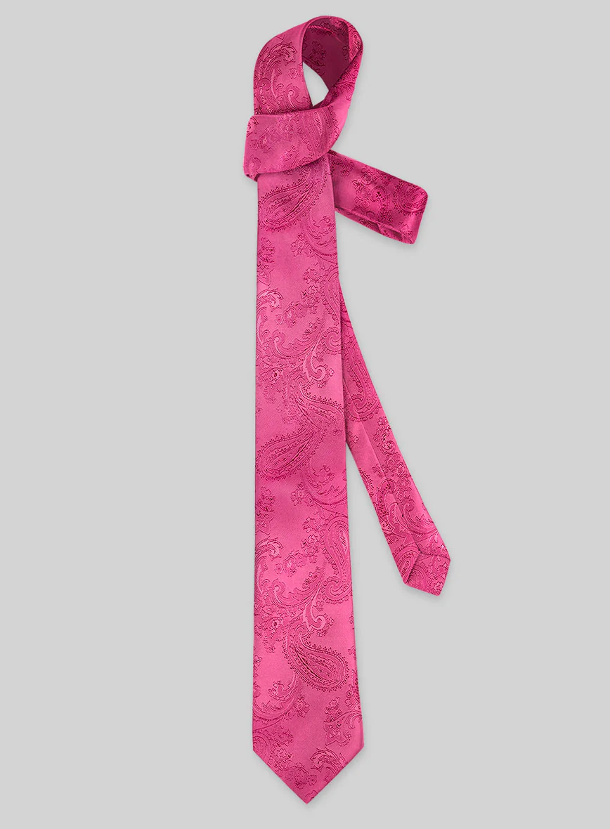 Paisley Punch Pink Satin Tie - Image 2