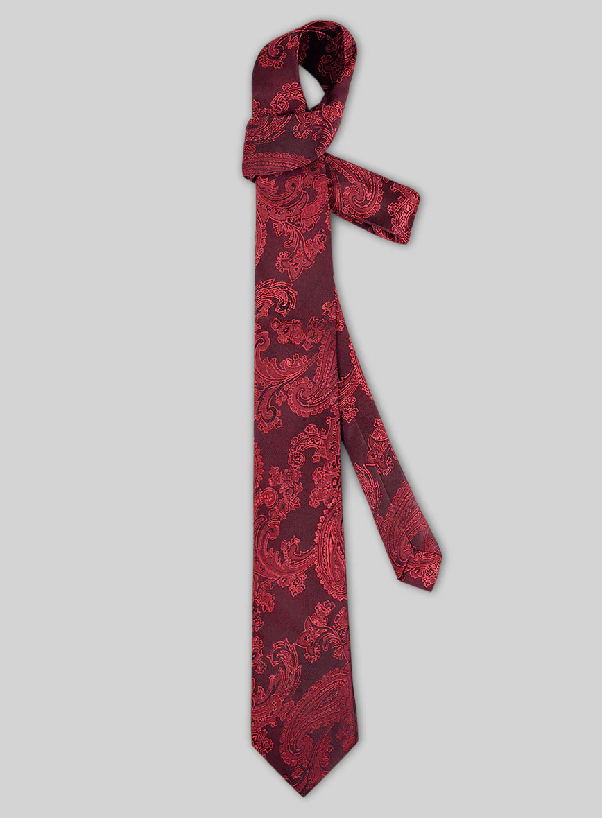Paisley Red Satin Tie - Image 2