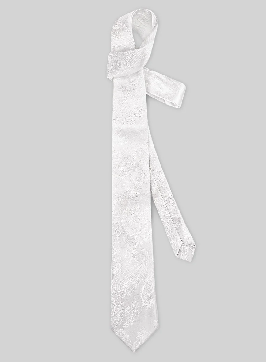 Paisley White Satin Tie - Image 2
