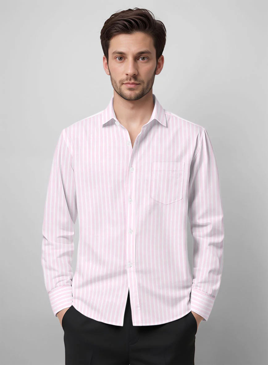 Pastel Pink Cotton Lycra Shirt - Image 3