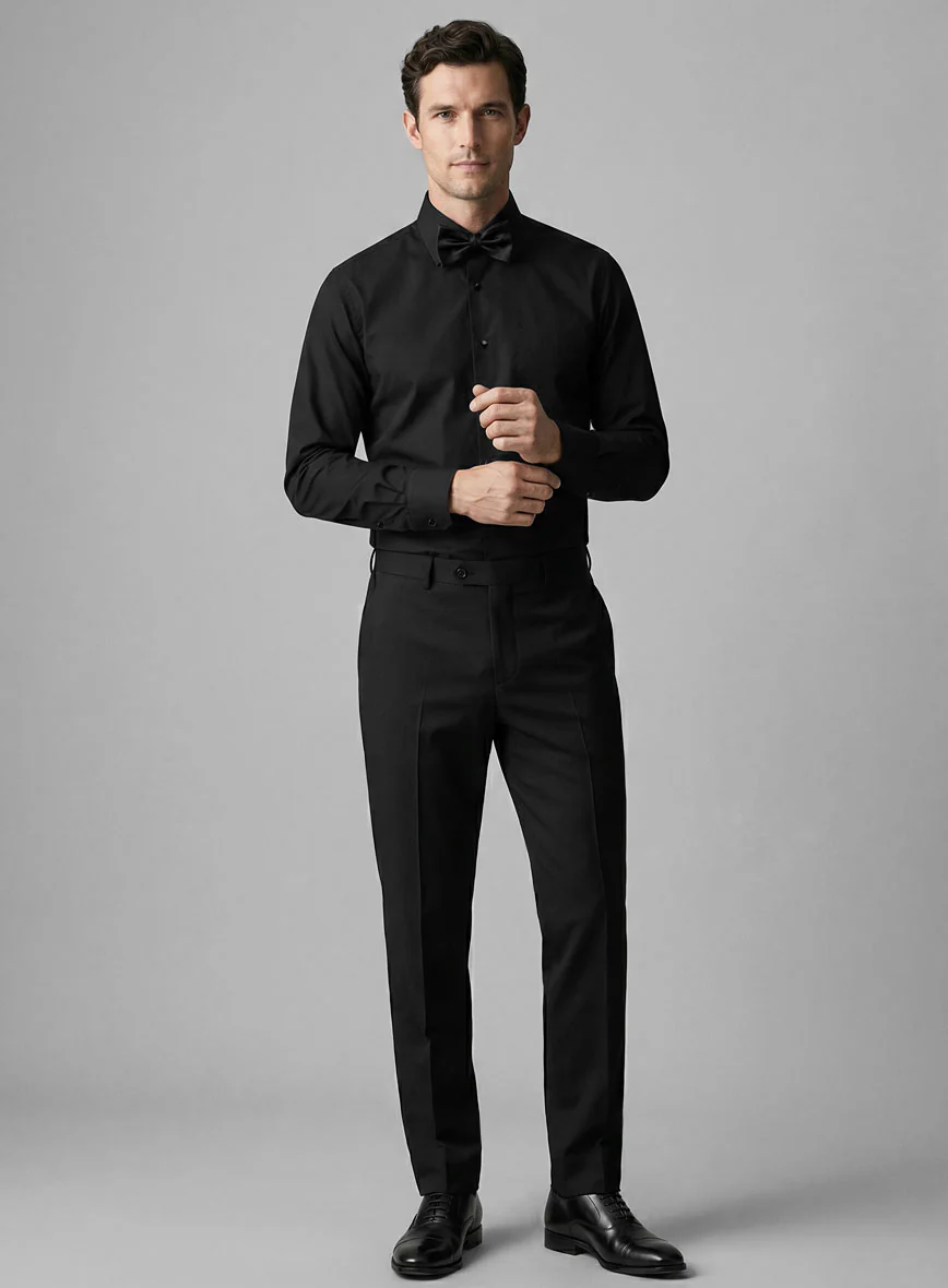 Plain Front Black Tuxedo Shirt - Image 4