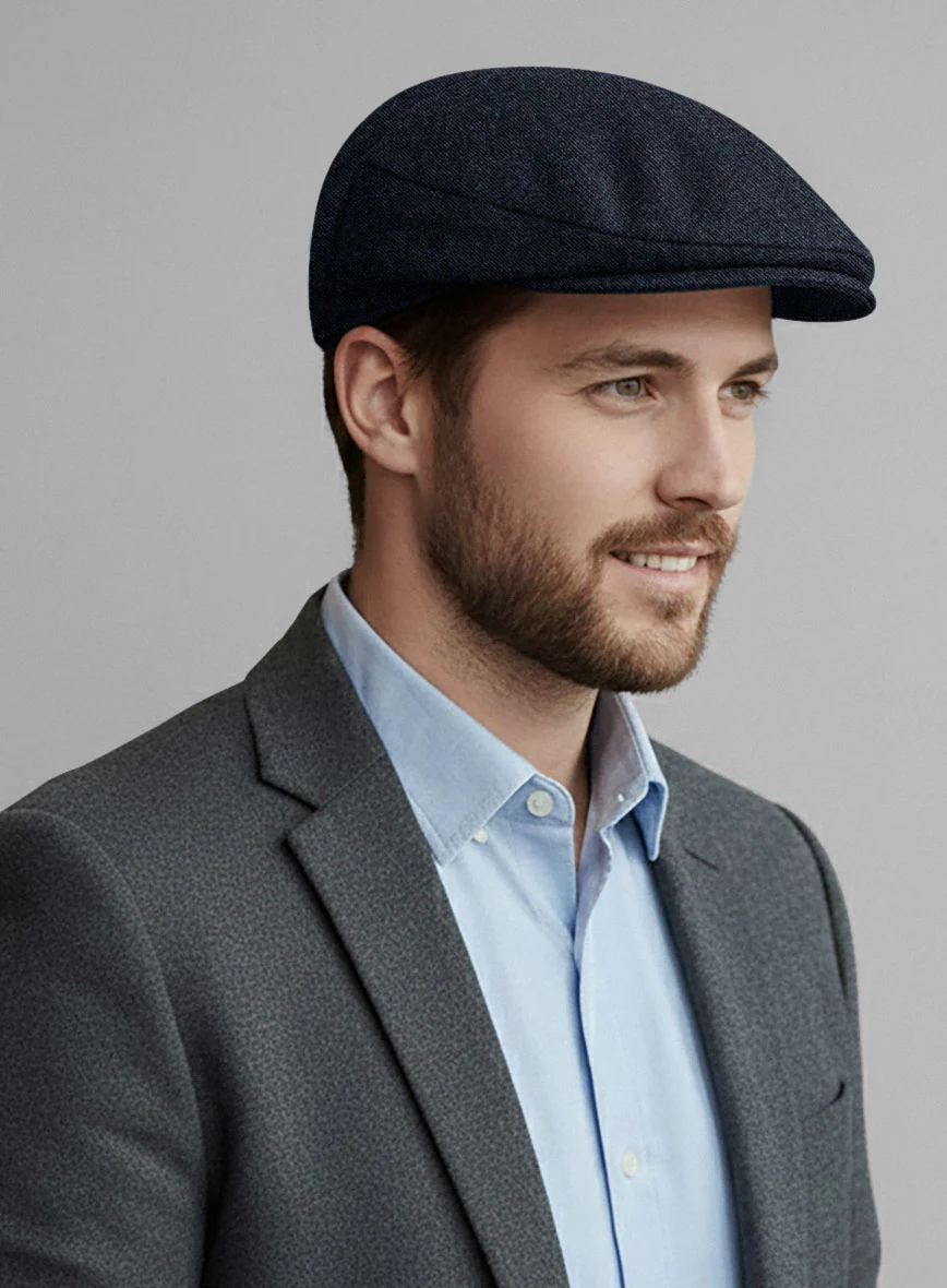 Playman Blue Denim Tweed Flat Cap - Image 2
