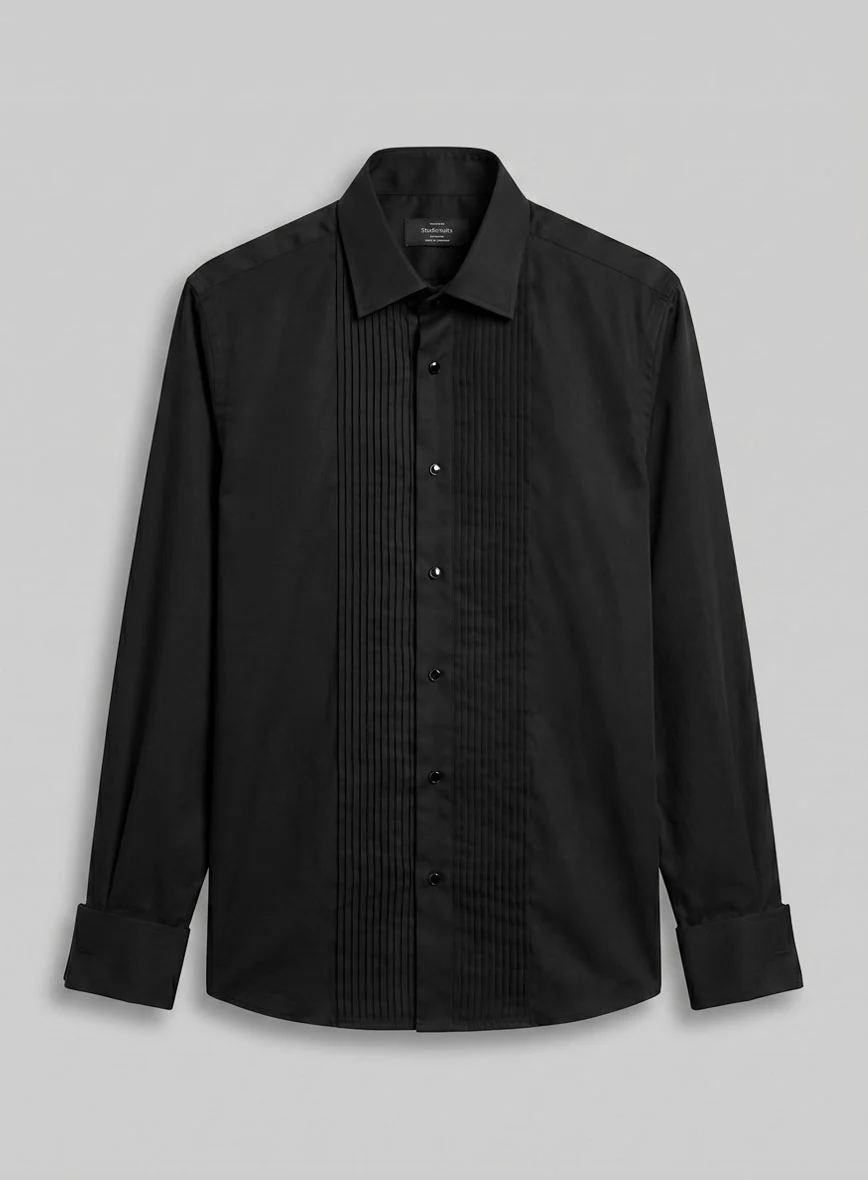 Pleated Black Tuxedo Shirt - Image 4