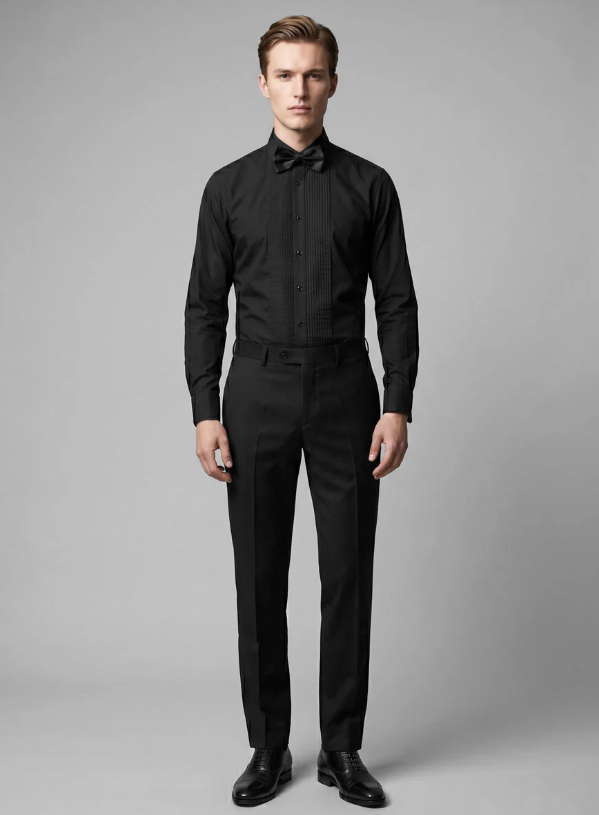 Pleated Black Tuxedo Shirt - Image 5