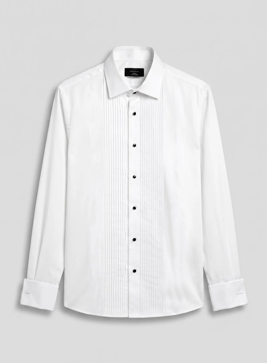 Pleated White Tuxedo Shirt - Image 4