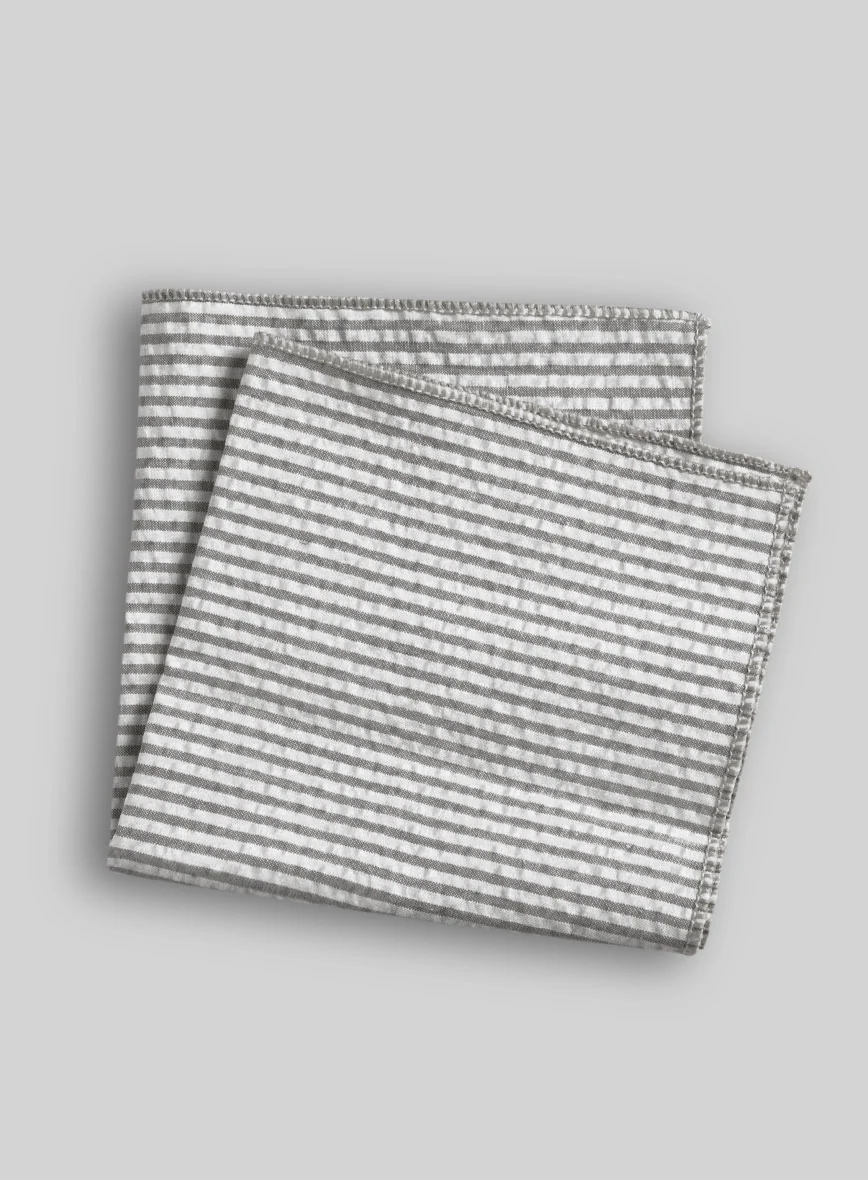 Pocket Square - Gray Seersucker - Image 2