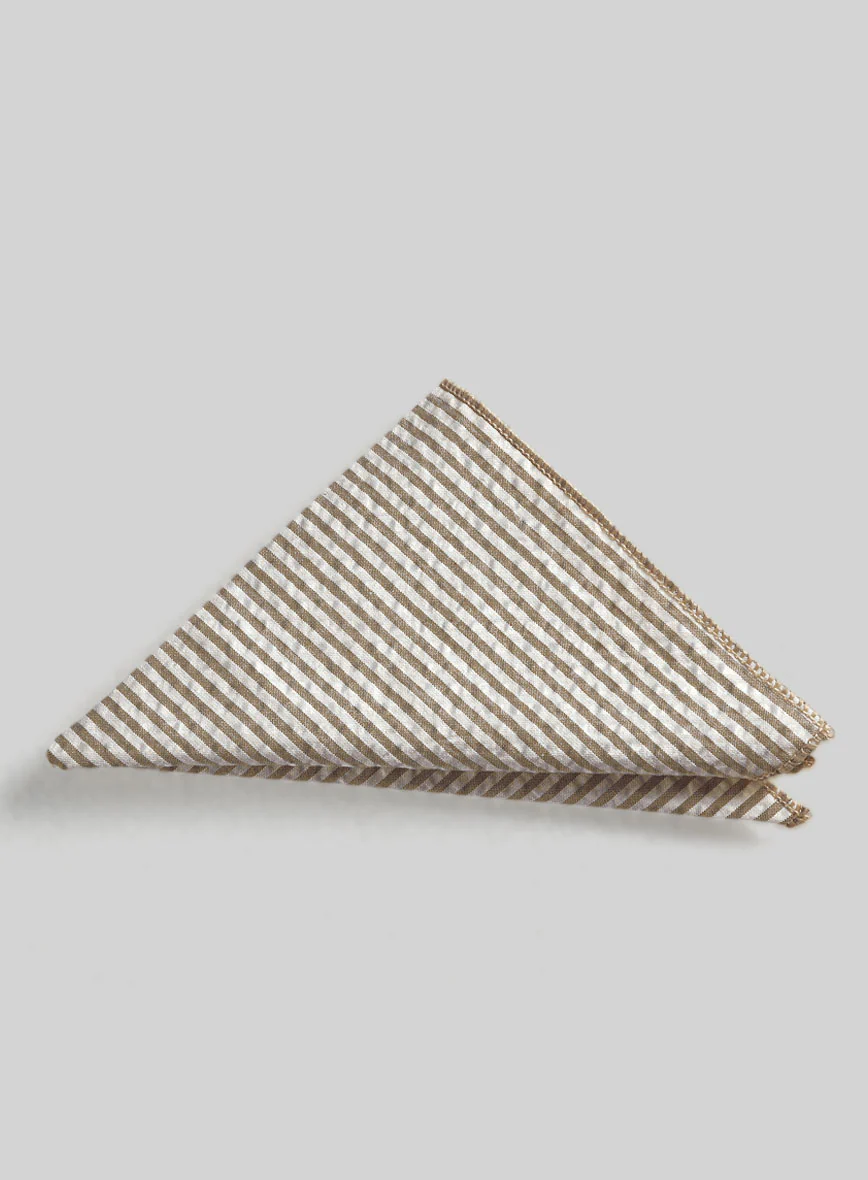 Pocket Square - Tan Seersucker - Image 2