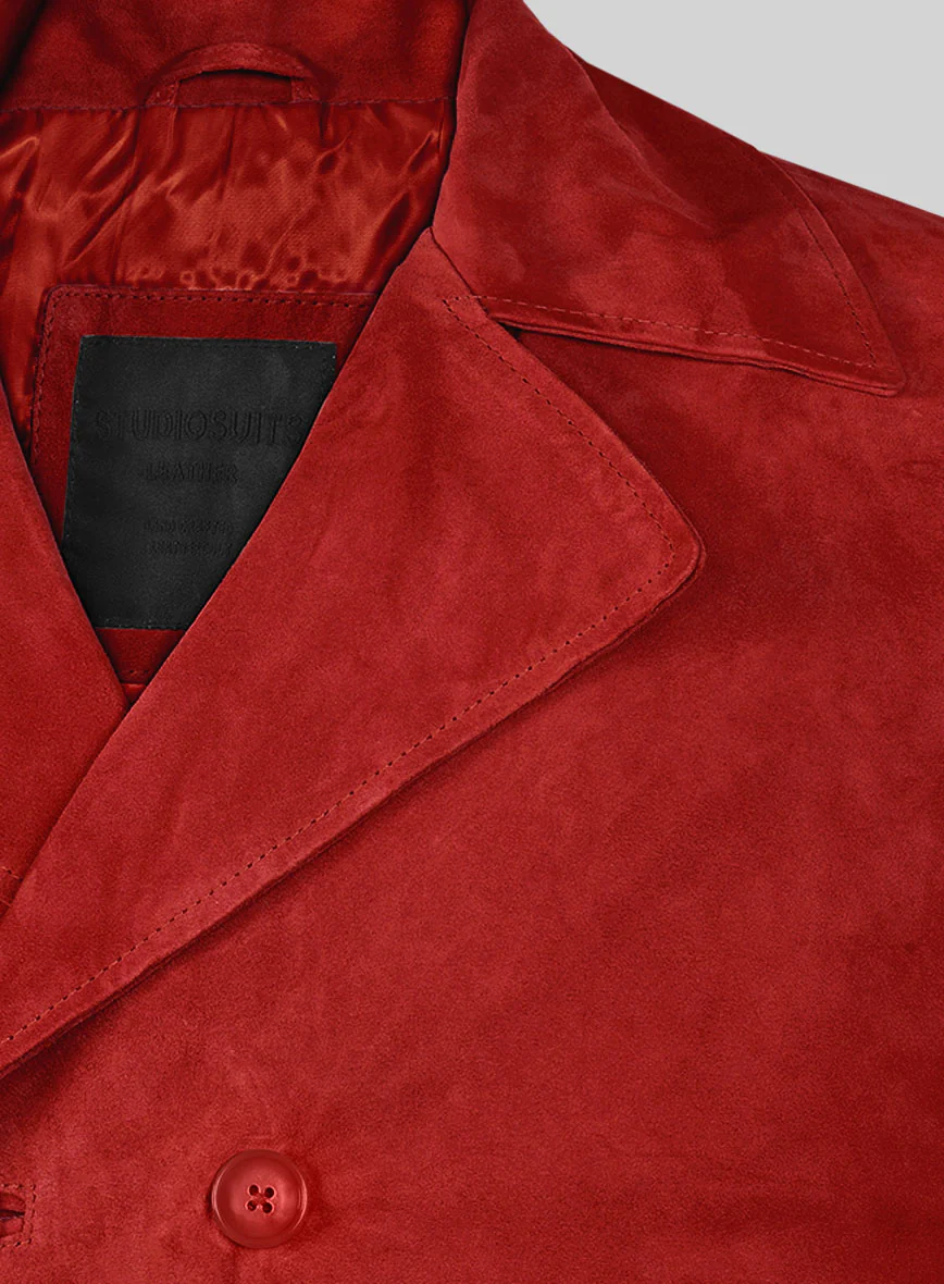 Portland Orange Suede Leather Pea Coat - Image 2