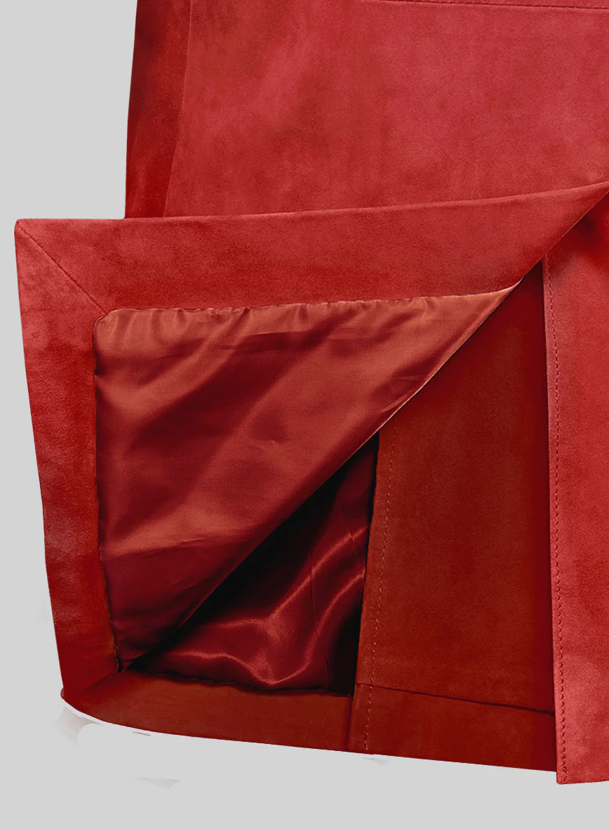 Portland Orange Suede Leather Pea Coat - Image 3