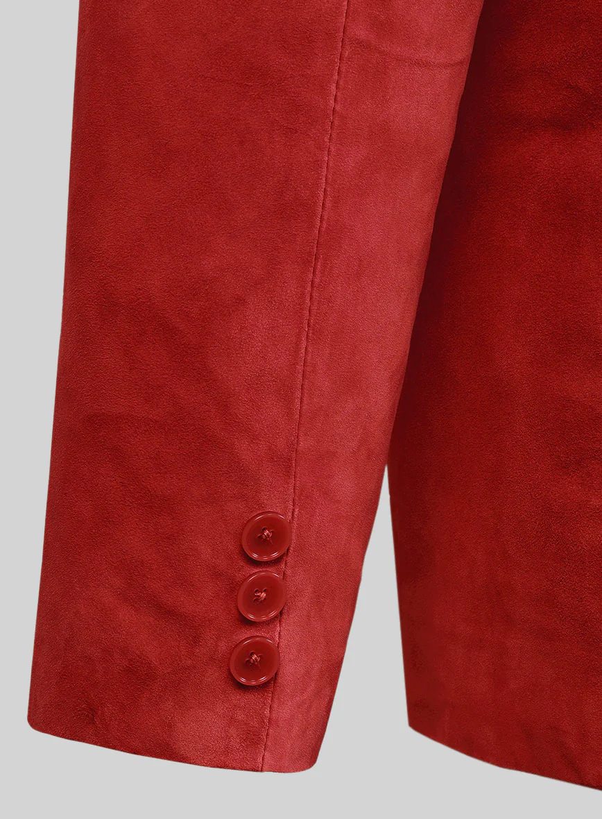 Portland Orange Suede Leather Pea Coat - Image 4