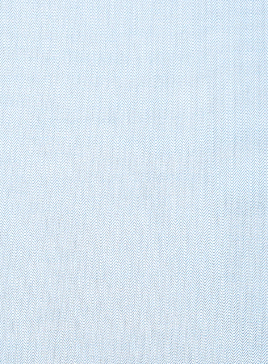 Powder Blue Herringbone Cotton Shirt - Image 3