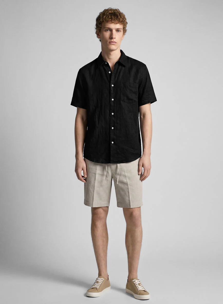 Pure Black Linen Shirt - Image 4