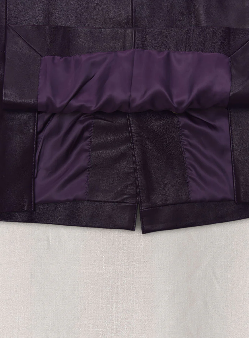 Purple Hampton Double Breasted Leather Blazer - Image 3