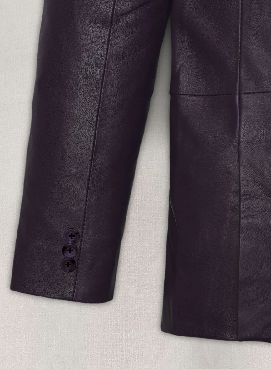 Purple Hampton Double Breasted Leather Blazer - Image 4
