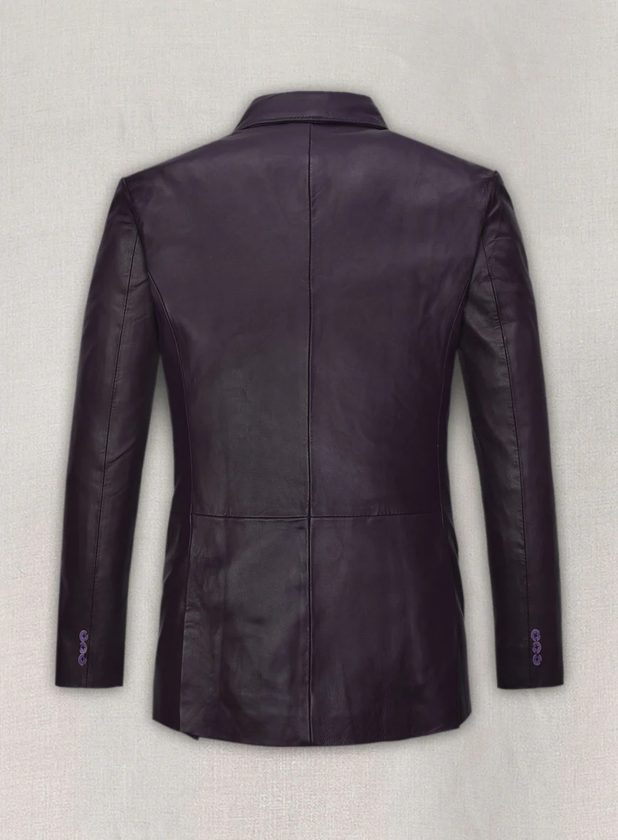 Purple Hampton Double Breasted Leather Blazer - Image 5